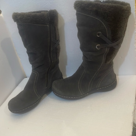 Bass Denver winter boots fur side zipper gray women’s size 8 - Picture 2 of 14